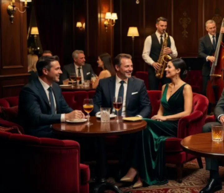 Luxus jazz lounge este, gyertyafényes asztalokkal és élő zenével