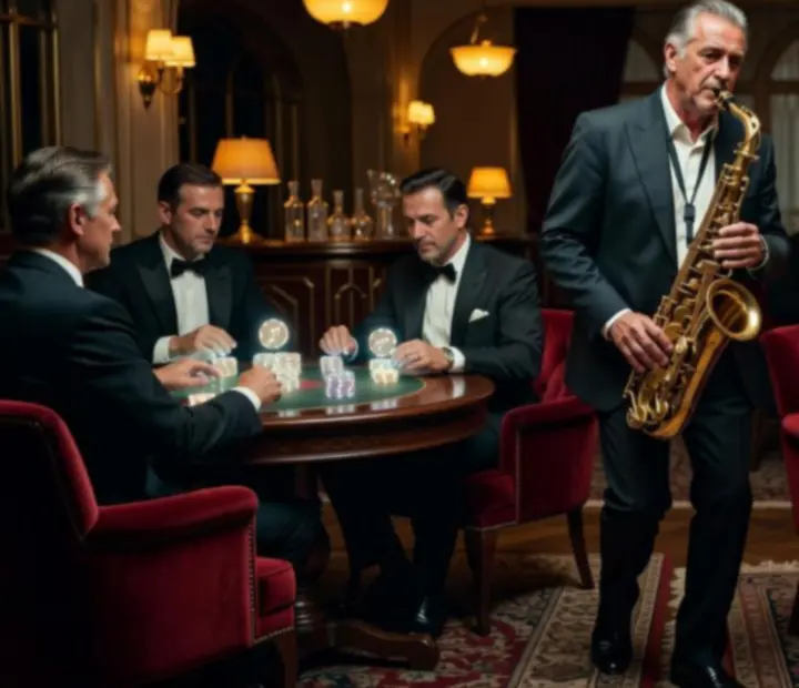 Lounge zene és tematikus pókerest elegáns éttermi környezetben